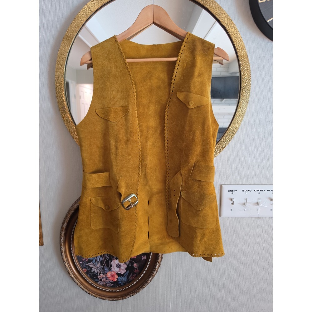 Vintage 70s suede vest hand made fits like womens xl